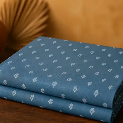 KashiFab Banarasi Sartan Zari Meena Brocade folded on table - Banaras fabric cover