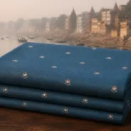 KashiFab Banarasi Sartan Zari Meena Brocade folded on table - Banaras fabric cover