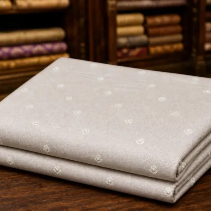 KashiFab Banarasi Sartan Zari Meena Brocade folded on table - Banaras fabric cover