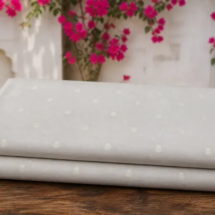KashiFab Banarasi Sartan Zari Meena Brocade folded on table - Banaras fabric cover