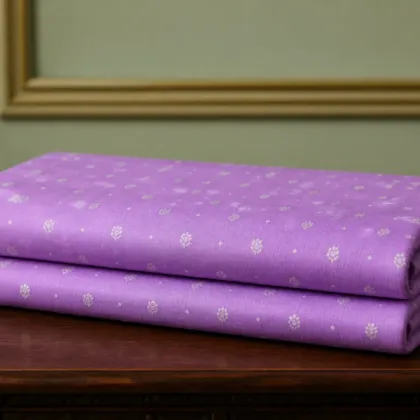 KashiFab Banarasi Sartan Zari Meena Brocade folded on table - Banaras fabric cover