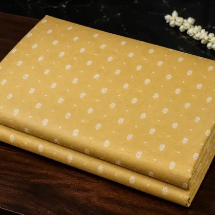 KashiFab Banarasi Sartan Zari Meena Brocade folded on table - Banaras fabric cover