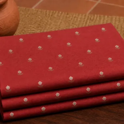 KashiFab Banarasi Sartan Zari Meena Brocade folded on table - Banaras fabric cover