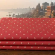 KashiFab Banarasi Sartan Zari Meena Brocade folded on table - Banaras fabric cover