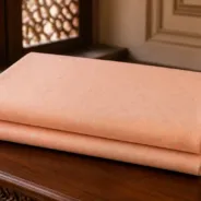KashiFab Banarasi Sartan Zari Meena Brocade folded on table - Banaras fabric cover