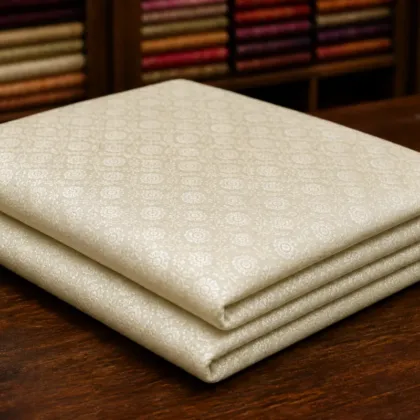 KashiFab Banarasi Vintage Brocade folded on table - Banaras fabric cover