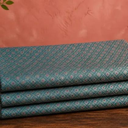 KashiFab Banarasi Vintage Brocade folded on table - Banaras fabric cover
