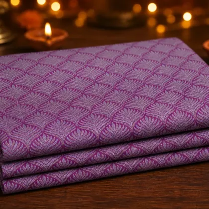 KashiFab Banarasi Vintage Brocade folded on table - Banaras fabric cover