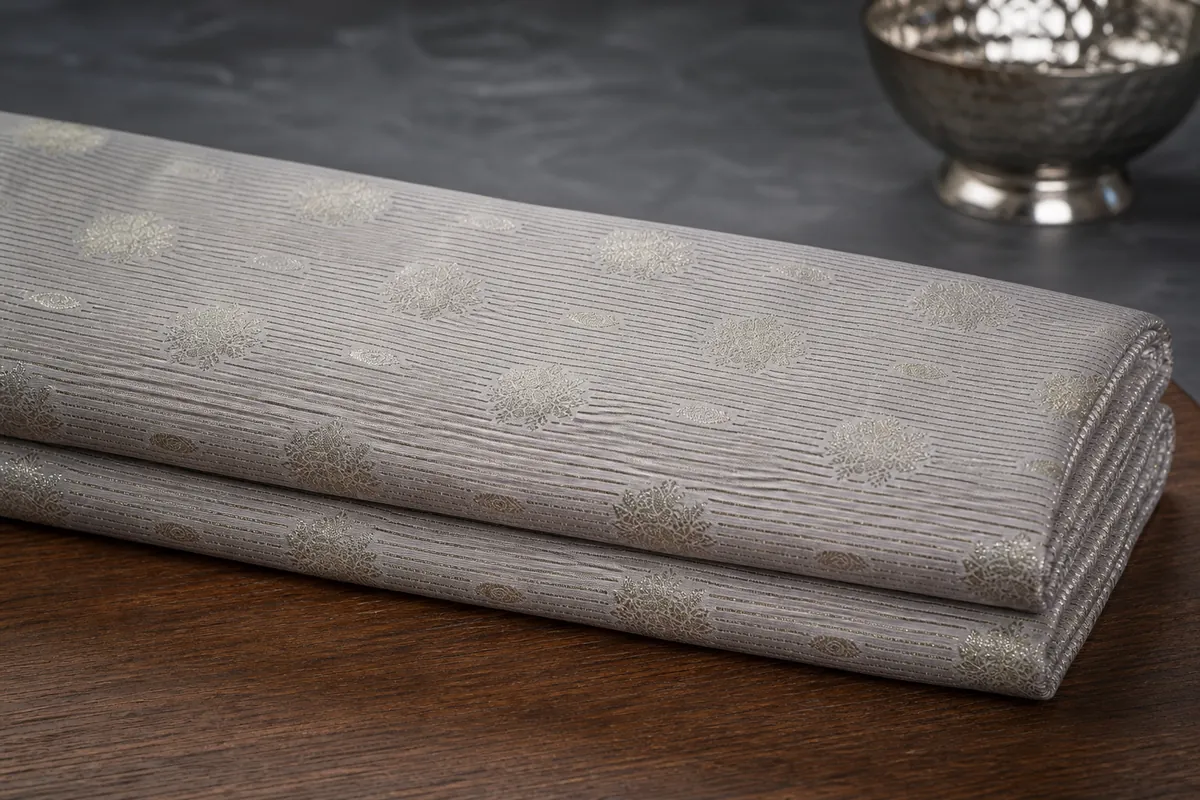 KashiFab Banarasi Vintage Brocade folded on table - Banaras fabric cover