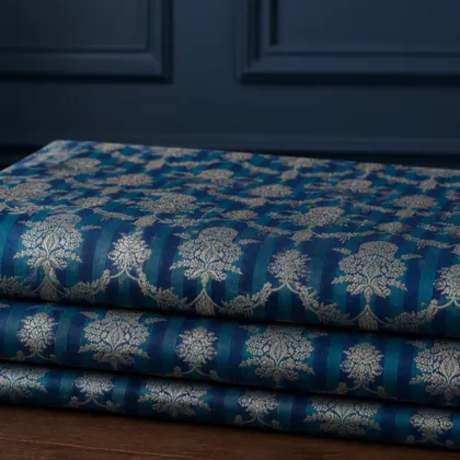 KashiFab Banarasi Vintage Brocade folded on table - Banaras fabric cover