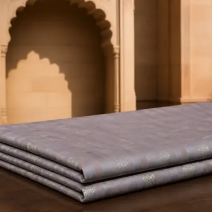 KashiFab Banarasi Vintage Brocade folded on table - Banaras fabric cover