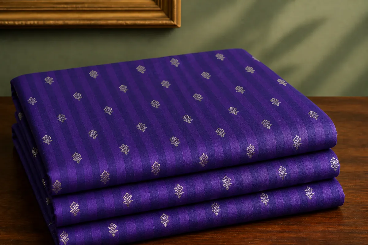 KashiFab_cho_card1_vintage_brocade_u37_cover-1 KashiFab Banarasi Vintage Brocade folded on table - Banaras fabric cover
