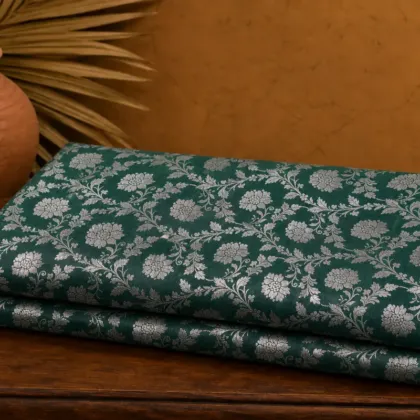 KashiFab Banarasi Vintage Brocade folded on table - Banaras fabric cover
