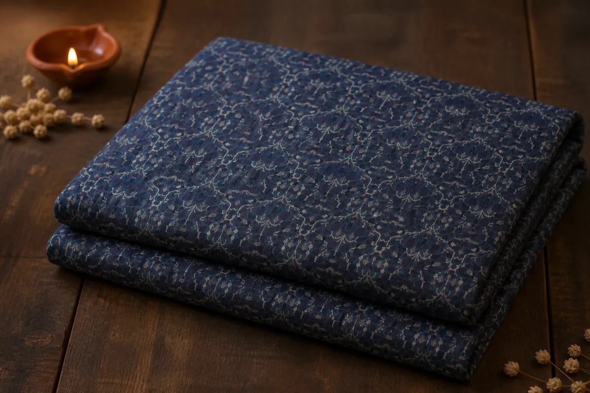 KashiFab_cho_card1_viscose_jacquard_u03_cover KashiFab Banarasi Fancy Yarn Viscose Jacquard folded on table - Banaras fabric cover