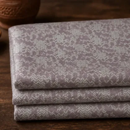 KashiFab Banarasi Fancy Yarn Viscose Jacquard folded on table - Banaras fabric cover