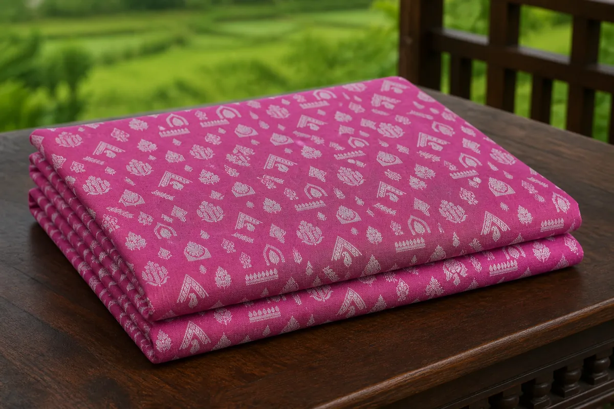 KashiFab_cho_card1_viscose_jacquard_u10_cover KashiFab Banarasi Fancy Yarn Viscose Jacquard folded on table - Banaras fabric cover