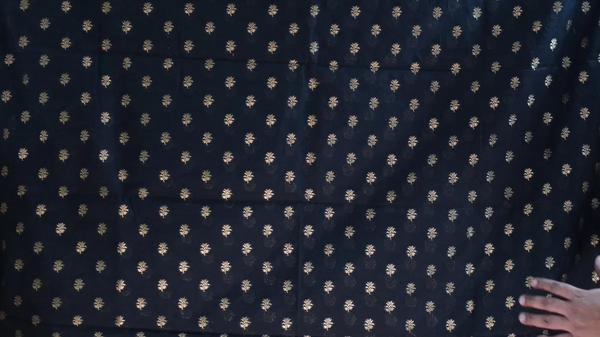 KashiFab Cotton Jacquard Zari Banarasi Fabric Navy fabric wholesale Varanasi