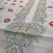 KashiFab poly cotton kurta fabric Blue woven neck collar detail