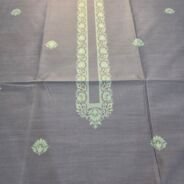 KashiFab poly cotton kurta fabric Grey woven neck collar detail