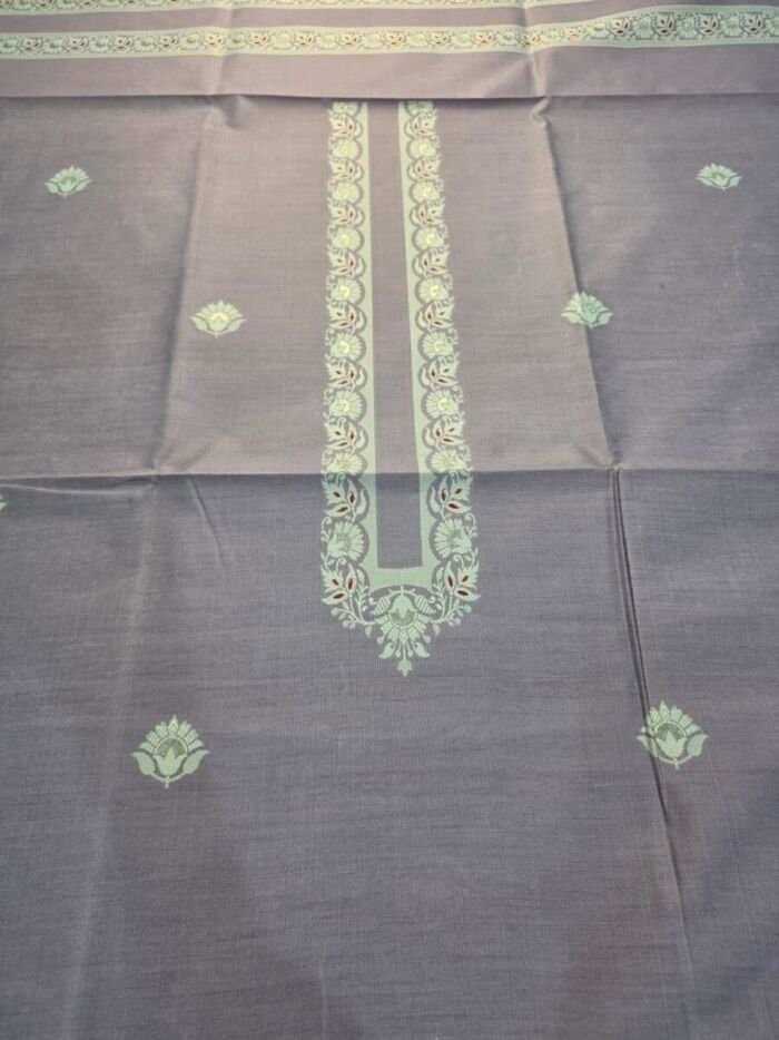 KashiFab poly cotton kurta fabric Grey woven neck collar detail
