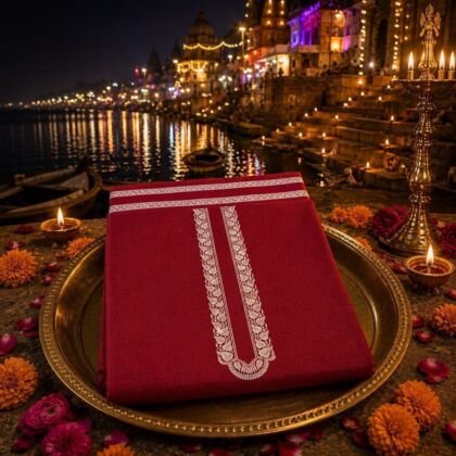 KashiFab cotton weave kurta fabric poly cotton Maroon Varanasi ghat lifestyle
