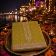 KashiFab cotton weave kurta fabric poly cotton Mustard on Varanasi ghat lifestyle