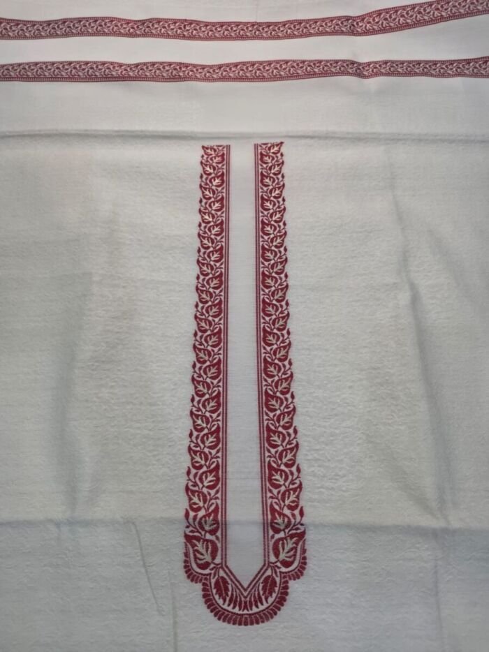 KashiFab Poly Cotton Kurta Fabric Purple Detail KashiFab poly cotton kurta fabric Purple woven neck collar detail