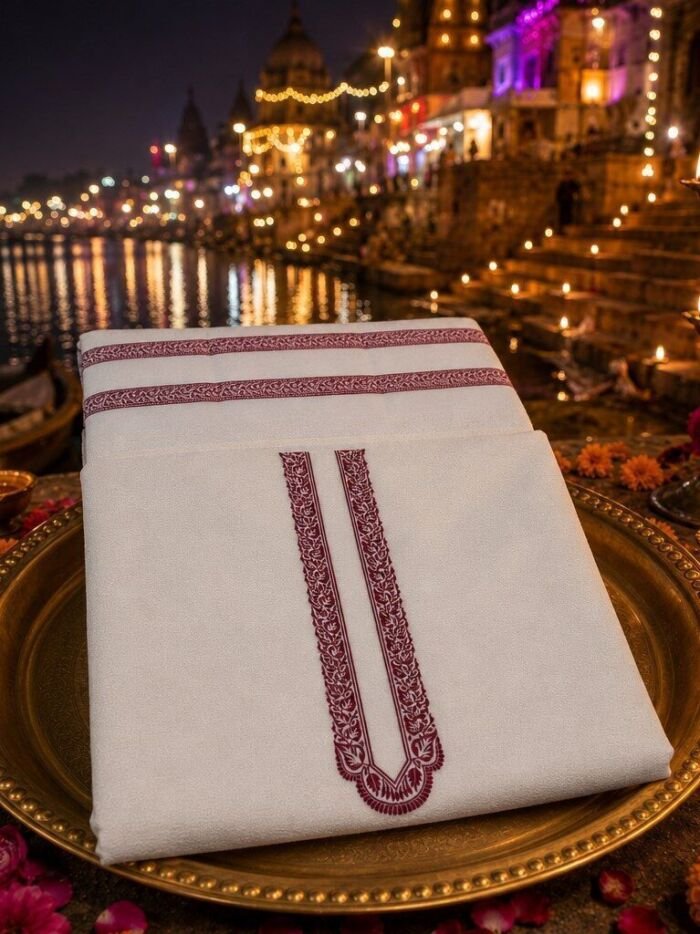 KashiFab Cotton Weave Kurta Fabric Purple Ghat Lifestyle KashiFab cotton weave kurta fabric poly cotton Purple Varanasi ghat lifestyle