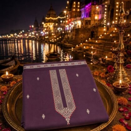 KashiFab cotton weave kurta fabric poly cotton Purple Varanasi ghat lifestyle
