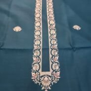 KashiFab poly cotton kurta fabric Royal Blue woven neck collar detail