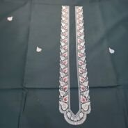 KashiFab poly cotton kurta fabric Slate Blue woven neck collar detail