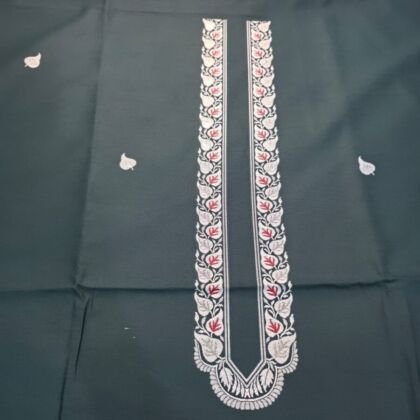 KashiFab cotton weave kurta fabric poly slate blue detail 14 KashiFab satin stripe zari fabric yardage - Banarasi silk fabric wholesale metre