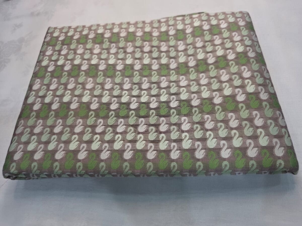 KashiFab cotton weave kurta fabric shikargah beige detail 28 KashiFab spun chiniya soft drape silk yardage - Banarasi silk fabric wholesale metre