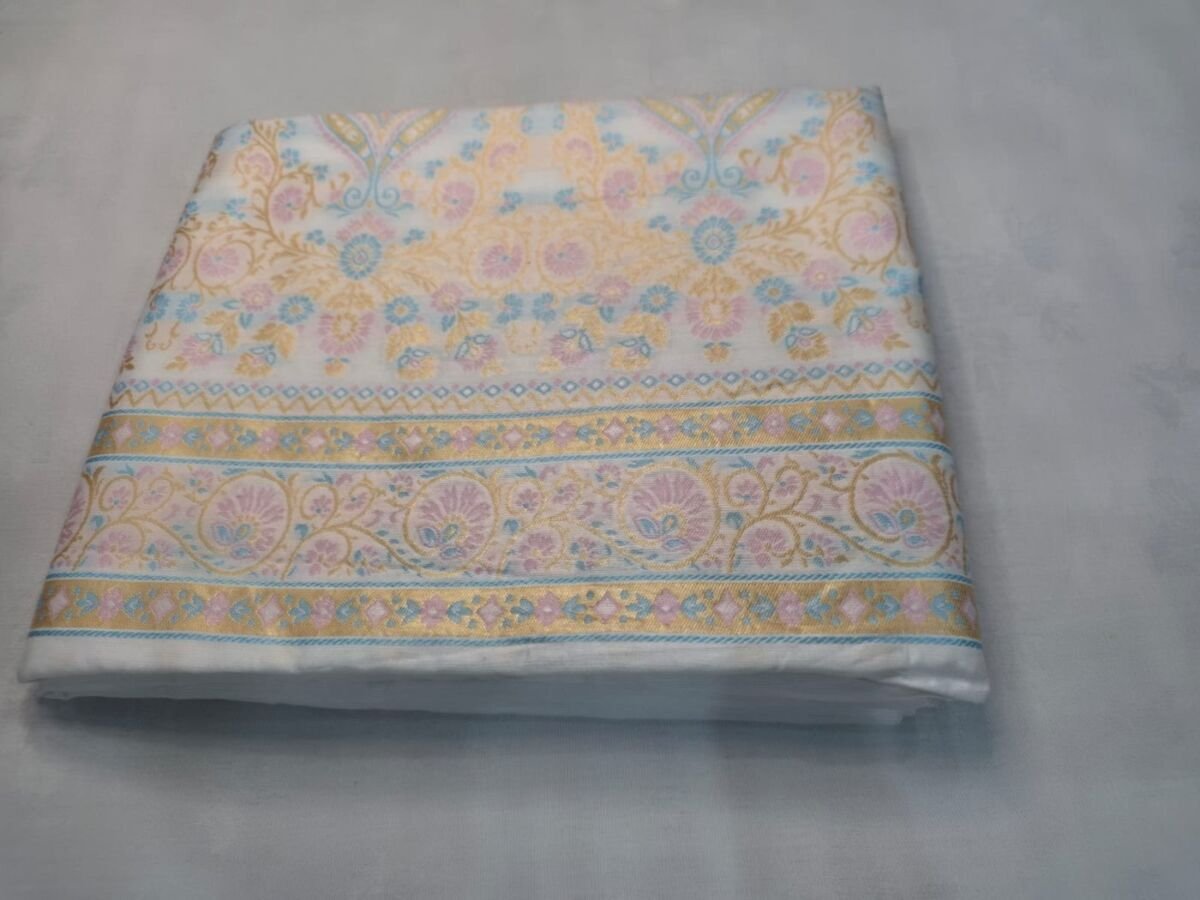 KashiFab cotton weave kurta fabric shikargah beige detail 36 KashiFab banarasi blouse fabric yardage - Banarasi silk fabric wholesale metre