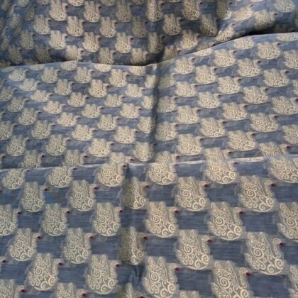 KashiFab cotton weave kurta fabric Shikargah Blue online - 3 metre piece