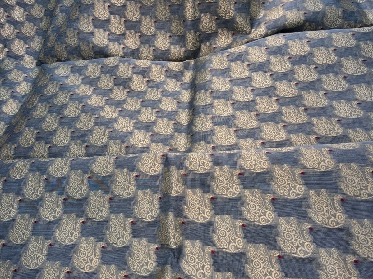 KashiFab Cotton Weave Kurta Fabric Shikargah Blue KashiFab cotton weave kurta fabric Shikargah Blue online - 3 metre piece