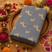 KashiFab cotton weave kurta fabric Shikargah Slate Blue online - festive lifestyle
