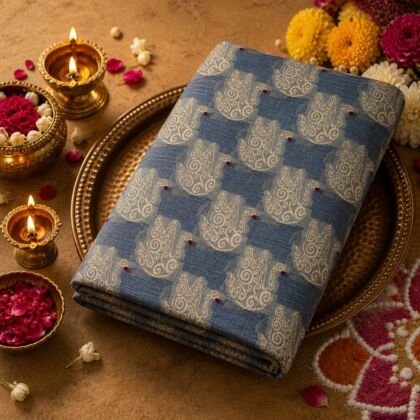 KashiFab cotton weave kurta fabric Shikargah Blue online - festive lifestyle