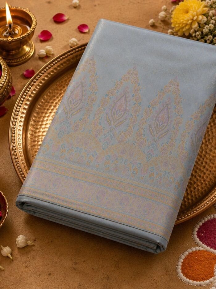 KashiFab cotton weave kurta fabric Shikargah Blue online - festive lifestyle