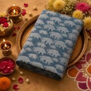 KashiFab cotton weave kurta fabric Shikargah Blue online - festive lifestyle