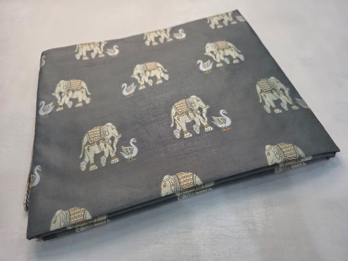 KashiFab Cotton Weave Shikargah Grey Detail KashiFab Cotton Weave Shikargah Grey detail