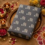 KashiFab cotton weave kurta fabric Shikargah Grey online - festive lifestyle