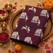 KashiFab cotton weave kurta fabric Shikargah Maroon online - festive lifestyle