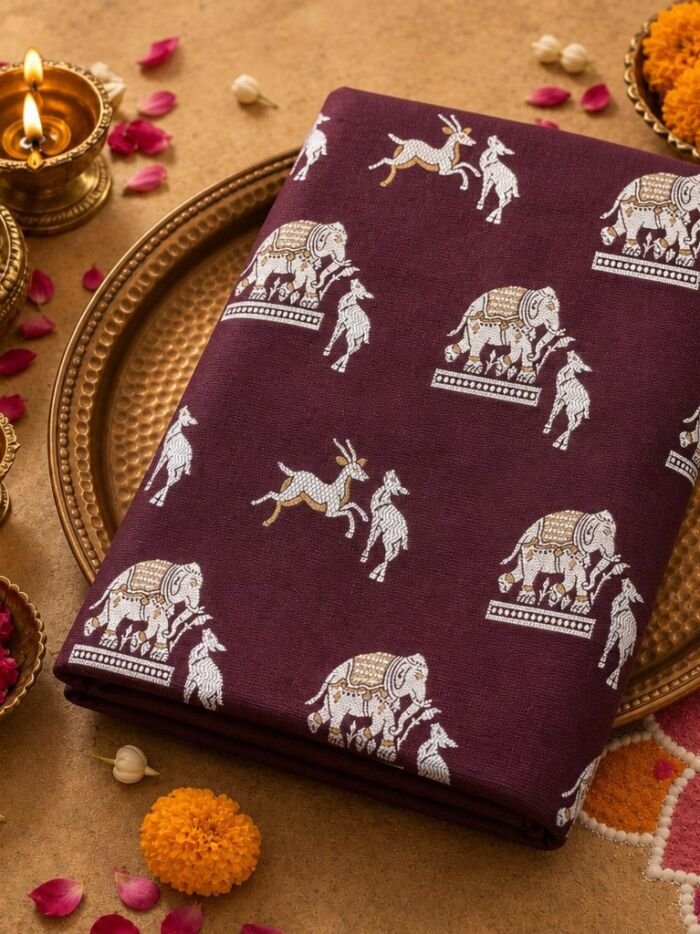 KashiFab Cotton Weave Kurta Fabric Shikargah Maroon Lifestyle KashiFab cotton weave kurta fabric Shikargah Maroon online - festive lifestyle