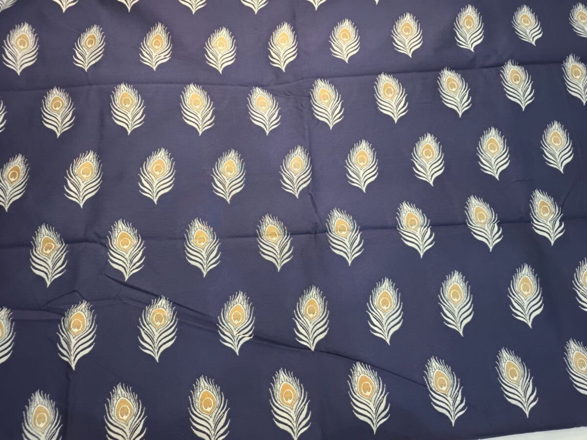 KashiFab Cotton Weave Kurta Fabric Shikargah Navy KashiFab cotton weave kurta fabric Shikargah Navy online - 3 metre piece
