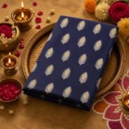 KashiFab cotton weave kurta fabric Shikargah Navy online - festive lifestyle