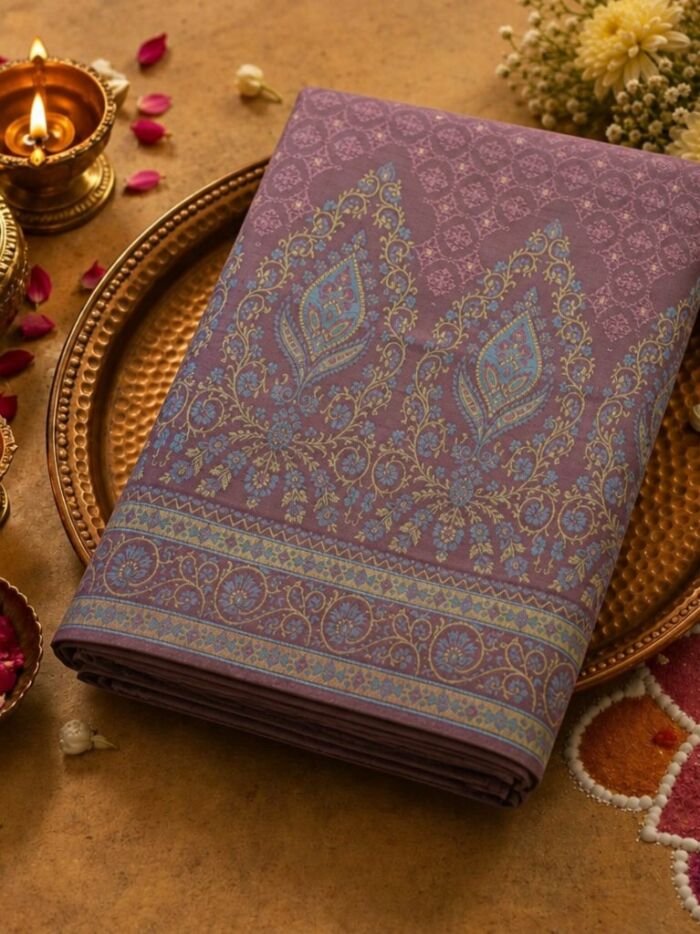 KashiFab cotton weave kurta fabric Shikargah Purple online - festive lifestyle