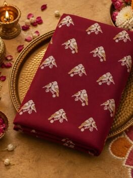 KashiFab cotton weave kurta fabric Shikargah Red online - festive lifestyle
