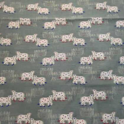 KashiFab cotton weave kurta fabric Shikargah Sage Green online - 3 metre piece