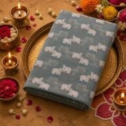 KashiFab cotton weave kurta fabric Shikargah Sage Green online - festive lifestyle